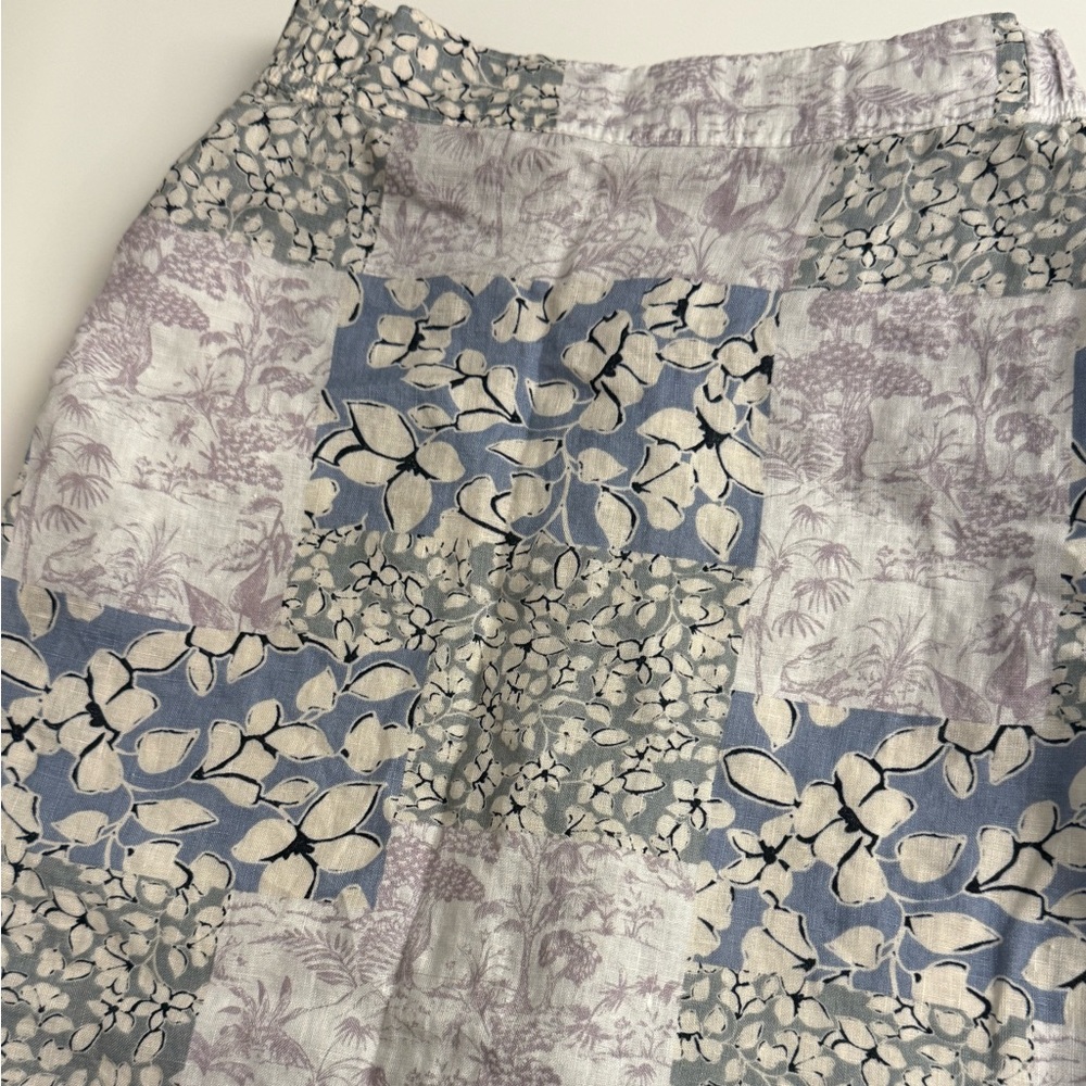 Nicole Miller Women's Patchwork Maxi Skirt 100% Linen Size XS